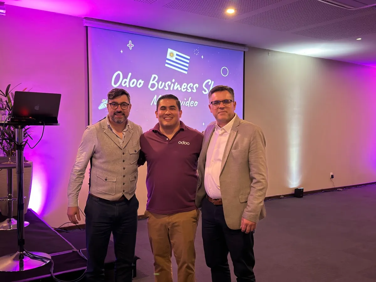 Daniel Díaz y Germán Fernández en el Odoo Business Show Montevideo